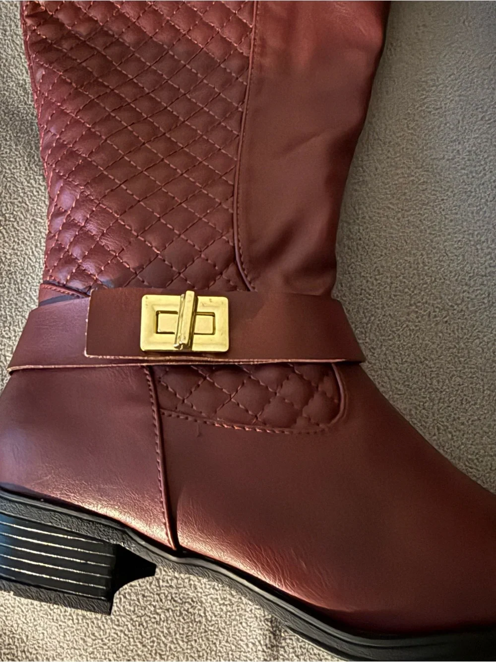 Shoe Dazzle Quilted Over-the-Knee Boots - Burgundy